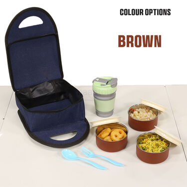 3 Vacuum Insulated Steel lunch Box with Insulated Sipper Bottle (3ISLBF)