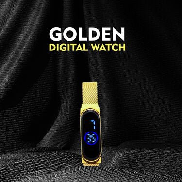 Digital Watch + Golden Chain + Bracelet (GDWCB2)