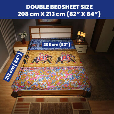 Elephant Jaipuri Print Double Bedsheet (DBS2)