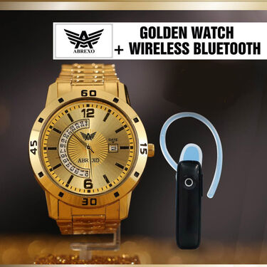 Golden Watch + Wireless Bluetooth