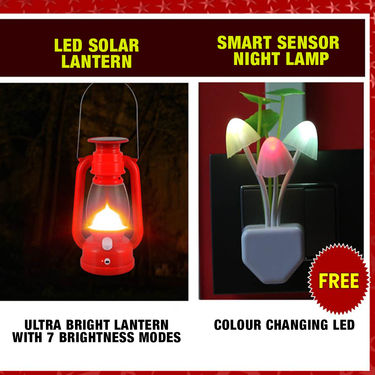 LED Solar Lantern with Free Smart Sensor Night Lamp