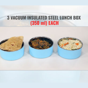 3 Vacuum Insulated Steel lunch Box with Insulated Sipper Bottle (3ISLBF)